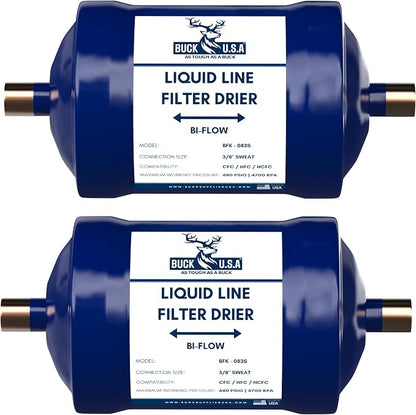 2 Pack Buck Bi-Flow Refrigerant Liquid Line Filter Drier 3/8" ODF Sweat BFK-083S by BuckUSA