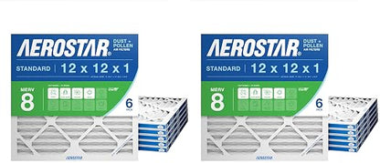 Aerostar 12x12x1 MERV 8 Air Filter, ACTUAL SIZE, Air Conditioning & Furnace by AirFiltersDelivered