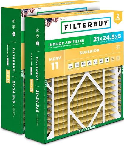 Filterbuy 21x24.5x5 Air Filter MERV 11 Superior Pet & Allergy Defense, by Filterbuy
