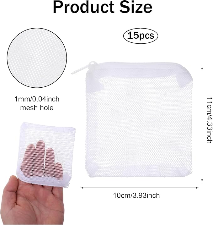 15Pcs Aquarium Filter Media Bags, Mini Fish Tank Media Mesh Filter Bags Reusable - Image 2