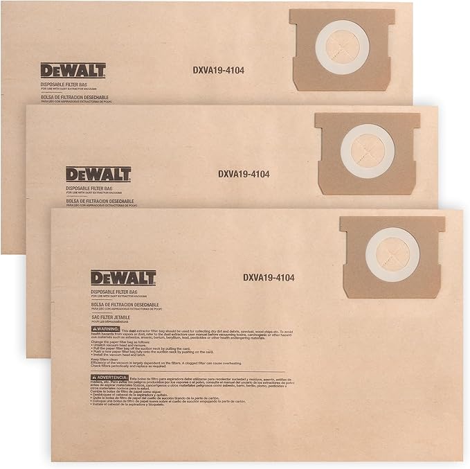 DEWALT DXVA19-4104 Dust Filter Bags, High Efficiency Replacement Bags by DEWALT