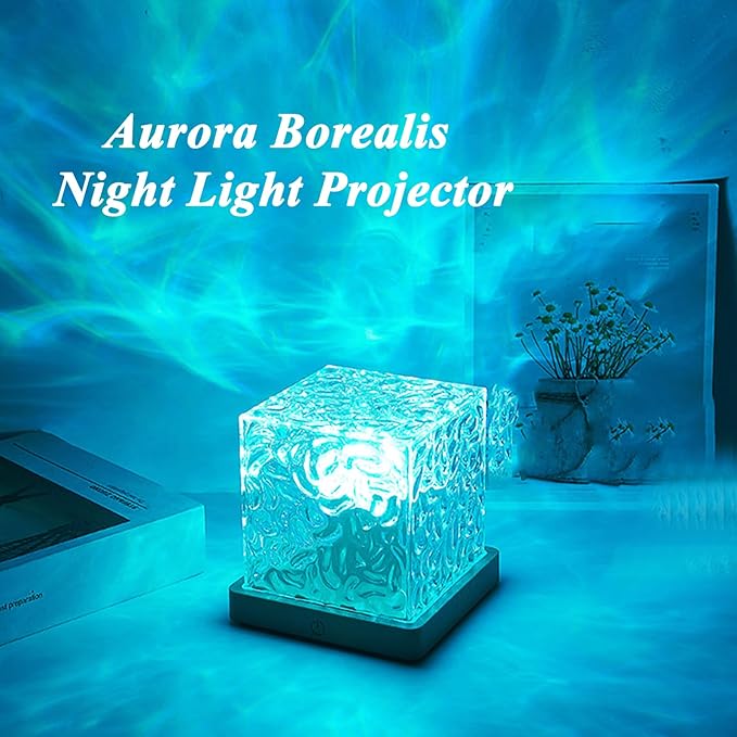 Aurora Borealis Night Light Projector, Aurora Dreamscape Projector, Magical Northern Lights for Your Room, 3/16 Colors Ambient Dynamic Wave Cube Lamp with Remote (16 Colors Rechargeable, Plastic)