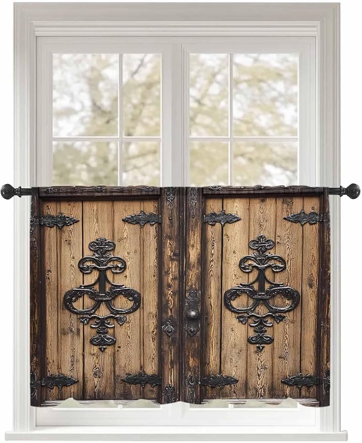 Sheer Curtains 54 Inch Length, Barn Door Semi Sheer Curtains Light Filtering by Unknown