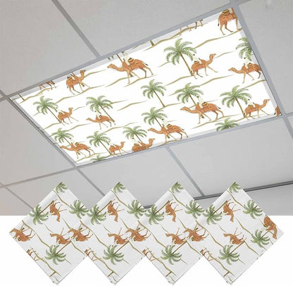 Fluorescent Light Covers for Drop Ceiling Abstract Brown Camels Palm-Trees by Unknown