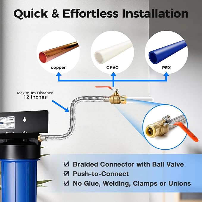 iSpring WGB21B-DS+AHPF12MNPT16X2 2-Stage Whole House Water Filtration System - Image 4