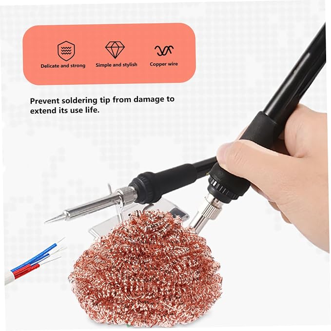 10pcs Copper Cleaning Balls for Soldering Iron Tips Nozzle Cleaner Soldering - Image 4