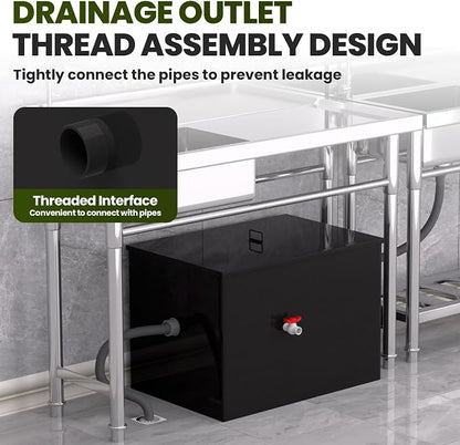 Grease Trap, 30 LBS Stainless Steel Interceptor, 23.6" × 15.7" × 18" Commercial - Image 6