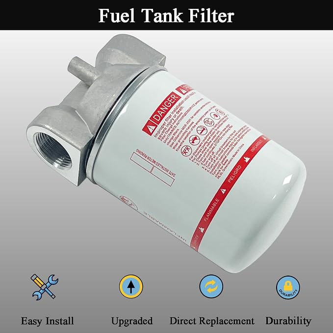 1 Inch NPT Fuel Tank Filter Kit, High Flow Fuel Filter 25 GPM 30 Micron Spin-on - Image 2