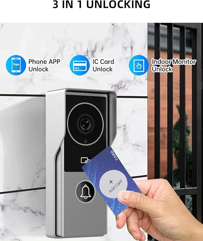 ANJIELO SMART Wired Video Intercom System, Video Doorbell Door Phone System,WiFi 1080P HD Monitor, Night Vision,Dual-Way Intercom for Villa House Office Apartment (2 Bell +1 Monitor)