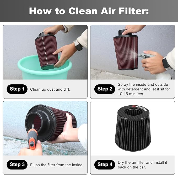 KYOSTAR Universal 3.5" High-Flow Air Filter, Reusable Cone Cold Air Intake - Image 5