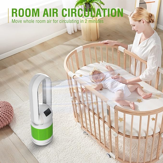 Bladeless Tower Fan and Air Purifier in One 32-Inch, HEPA-filter, Oscillating - Image 3