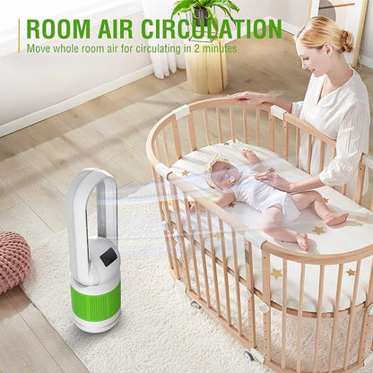 Bladeless Tower Fan and Air Purifier in One 32-Inch, HEPA-filter, Oscillating - Image 3