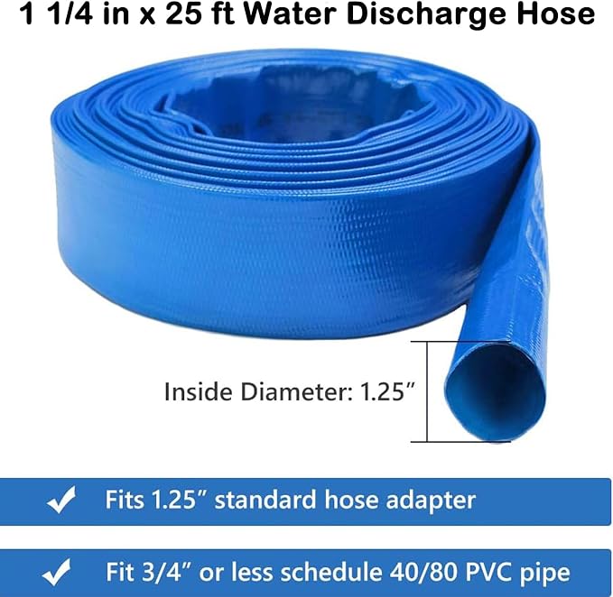 Eastrans 1 1/4 IN x 25 FT Pool Backwash Hose, Heavy Duty Flat Discharge Hose - Image 4