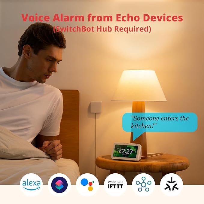 Smart Motion Door Sensor - Wireless PIR Motion Detector for Home Security, Compatible with Alexa, Google Assistant & Apple Home via SwitchBot Hub, Easy Installation, Real-Time Alerts (2025-White)