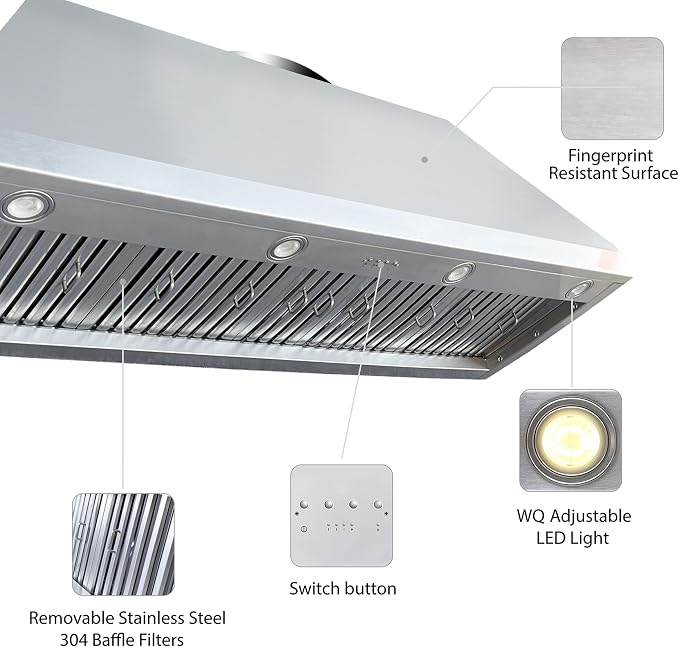 CT Copper Tailor Sloped Copper Vent Hood Island Mount, 1260 CFM Exhaust Fan - Image 8
