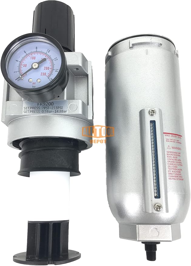 1" NPT SUPER DUTY Compressed Air In Line Filter Regulator Combo Piggyback - Image 5