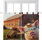 Farm Pig Kitchen Curtains 45 Inch Length, Short Cafe Window Curtains Tab Top by Unknown