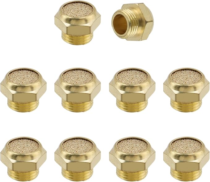 Wealrit 10 PCS Pneumatic Exhaust Mufflers, 1/8" Male Thread Hex Copper Air by Wealrit