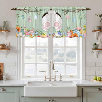 Easter Kitchen Tier Curtains 24 Inch Long 2 Panel Set, Rod Pocket Cafe Small - Image 3