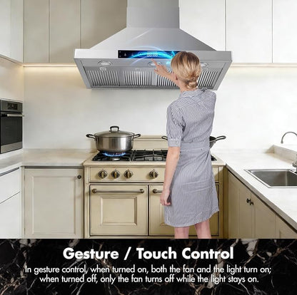 48 inch Wall Mount Range Hood Vent Convertible Vent 800CFM Stainless Steel - Image 5