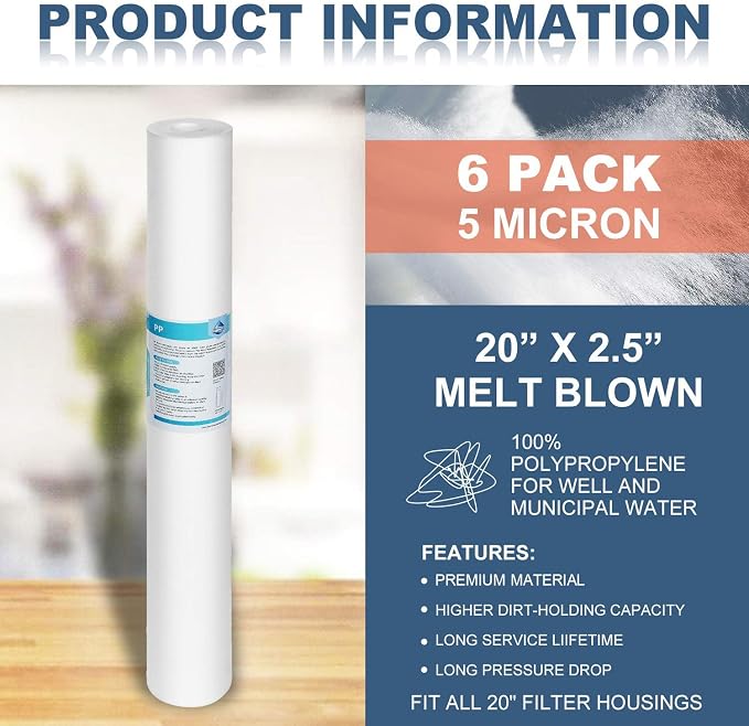 Membrane Solutions 1 Micron Sediment Water Filter Replacement Polypropylene - Image 3