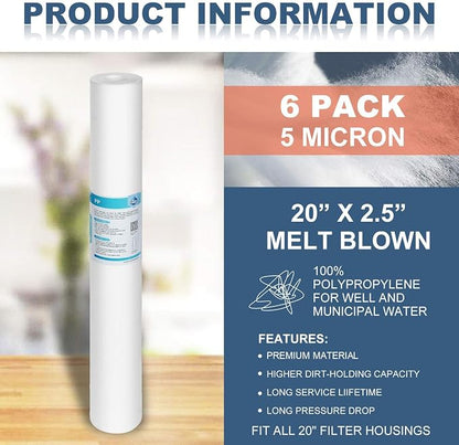 Membrane Solutions 1 Micron Sediment Water Filter Replacement Polypropylene - Image 3
