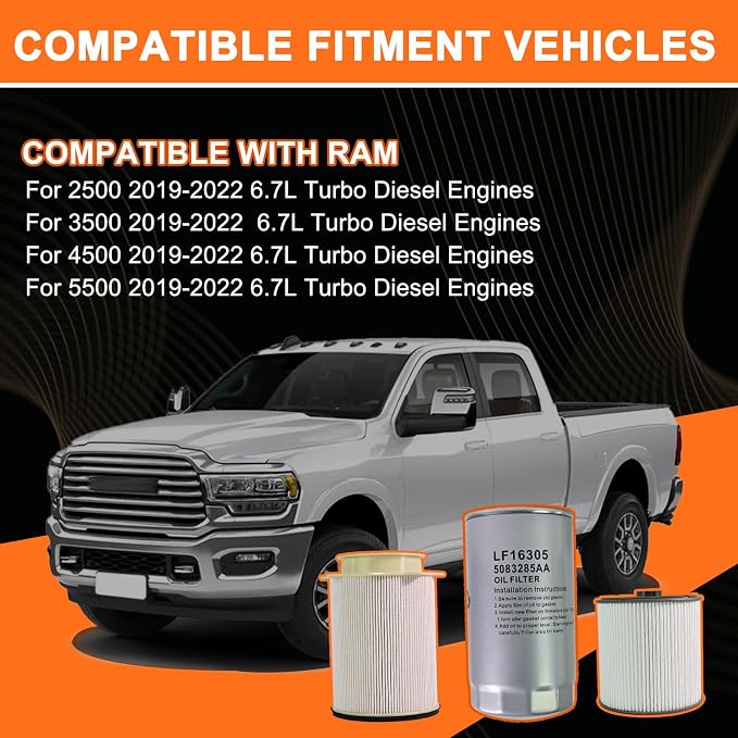Oil Filter and Fuel Filter Water Separator Set Compatible - Image 2