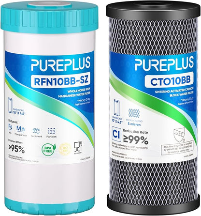 PUREPLUS 5 Micron 4.5"x 10" Whole House Water Filter Cartridge Combo Kit by PUREPLUS