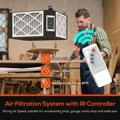 ABESTORM Air Filtration System Woodworking Built-in Ionizer, 1350CFM Hanging - Image 5