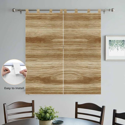 Light Brown Wood Grain Bathroom Curtains 63 Inch Length, Window Curtains Tab Top - Image 4