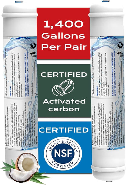 Inline Activated Carbon Water Filter, T33 1/4" Quick-Connect Replacement by ITSPUREEXPERT