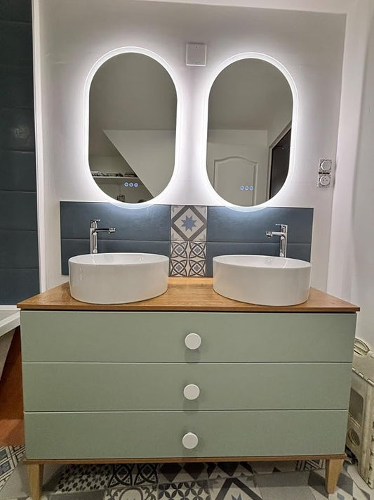 LUVODI Smart LED Bathroom Mirror: 35”x24” Large Wall Mounted Oval Vanity Mirror by LUVODI