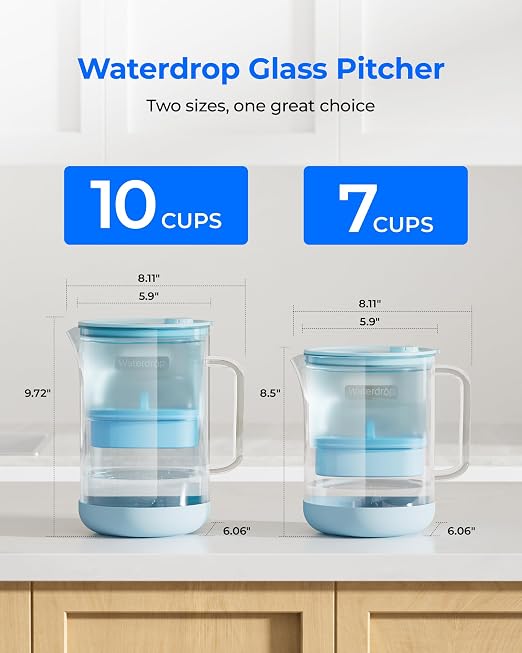 Waterdrop Large Glass Alkaline Water Filter Pitcher - Image 7