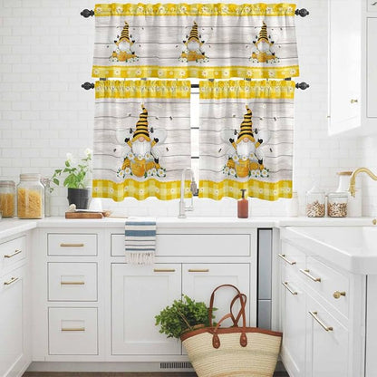 Yellow Gnomes Kitchen Curtains Set 3 Piece - Image 3