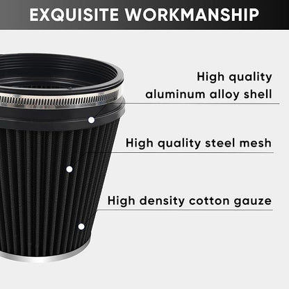 6" 152mm Cold Air Intake Filter Clamp-On Replacement High Flow Inlet Air Filter - Image 3