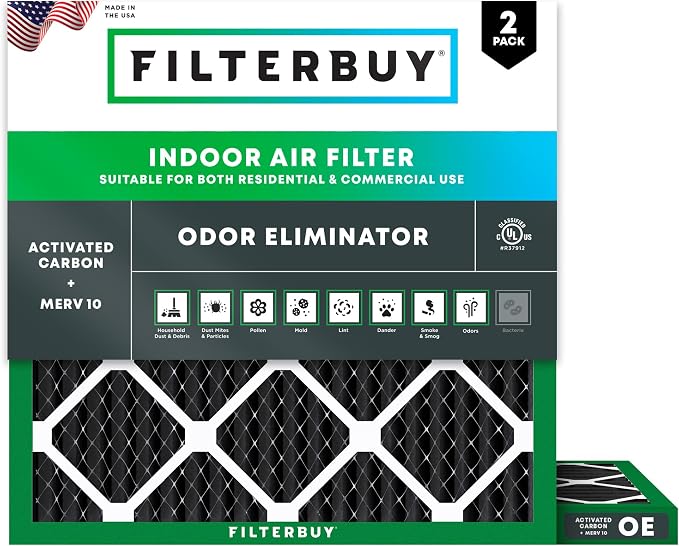 Filterbuy 12x12x1 Air Filter MERV 10 Odor & Allergy Defense by Filterbuy