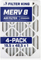 Filter King 19.5x48.5x1 Air Filter | 4-PACK | MERV 8 HVAC Pleated A/C Furnace by FilterKing