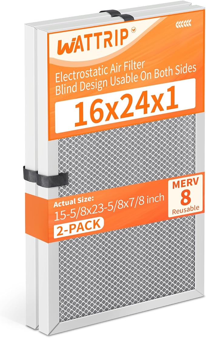 2-Pack 16x24x1 MERV 8 Reusable & Washable Electrostatic Air Filters by BreatheSmartLiveClean