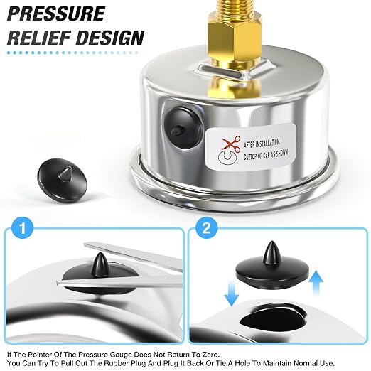 MEANLIN MEASURE 0~200Psi Dry Pressure Gauge Stainless Steel 1/8" NPT 2" FACE - Image 6