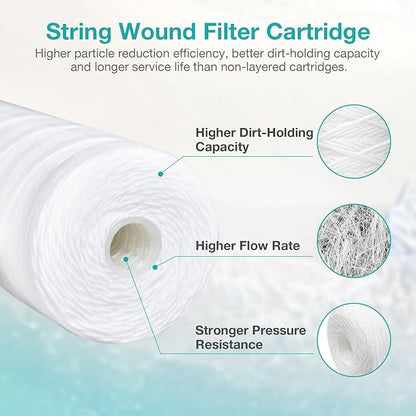 SimPure 10" x 4.5" String Wound Sediment Water Filter Cartridge - Image 5