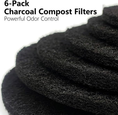 6 Pack Charcoal Filters for Compost Bucket – 6.7 Inch Round Activated Carbon - Image 3