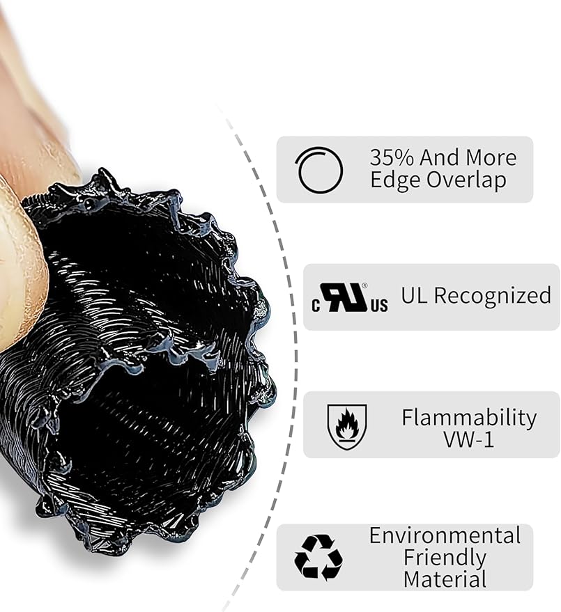 Cable Management Split Wire Loom Sleeve - Cord Hider & Protector for Desk, Pet Chew Proof, Wire Cover Organizer, Flexible Tube for Wires and Cables (3/4 Inch 25FT, Black)