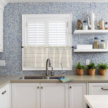 Vintage Country Wooden Board Window Valance Curtains, Gradient Wood Grain Line - Image 8