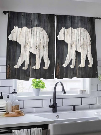 Sheer Curtains 54 Inch Length, Rustic Counrty Vintage Wood Grain Privacy Voile - Image 5