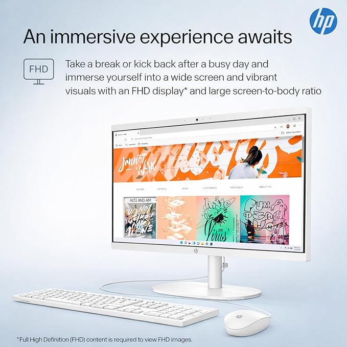 HP 22" FHD All-in-One Desktop Computer • 16GB DDR5 RAM • 512GB External and 128GB UFS Storage | The New Version for Everyday Efficency • Latest 13th Gen Intel Quad-Core • Office 365 for The Web