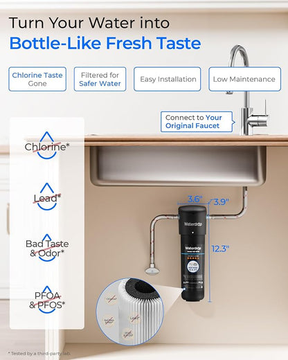 Waterdrop 10UA Under Sink Water Filter System, Bad Taste & Odor, Under Counter - Image 2