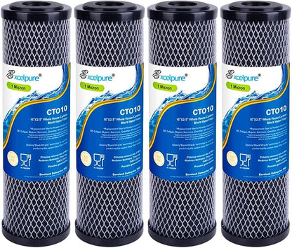 EXCELPURE 1 Micron 10" x 2.5" Whole House CTO Carbon Water Filter Cartridge by EXCELPURE