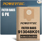 POWERTEC Shop Vacuum Bags 6PK Replacement Filter Bags by POWERTEC