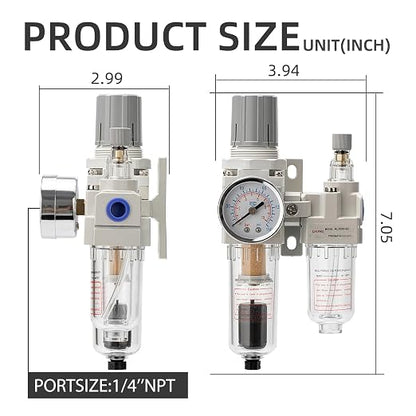 Air Pressure Regulator with Pressure Gauge, Water Separator - Image 3
