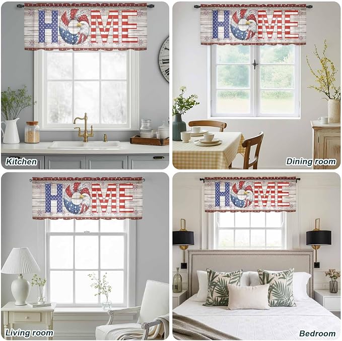 4th of July Sheer Valances for Windows 60"x18", Light Filtering Kitchen - Image 5